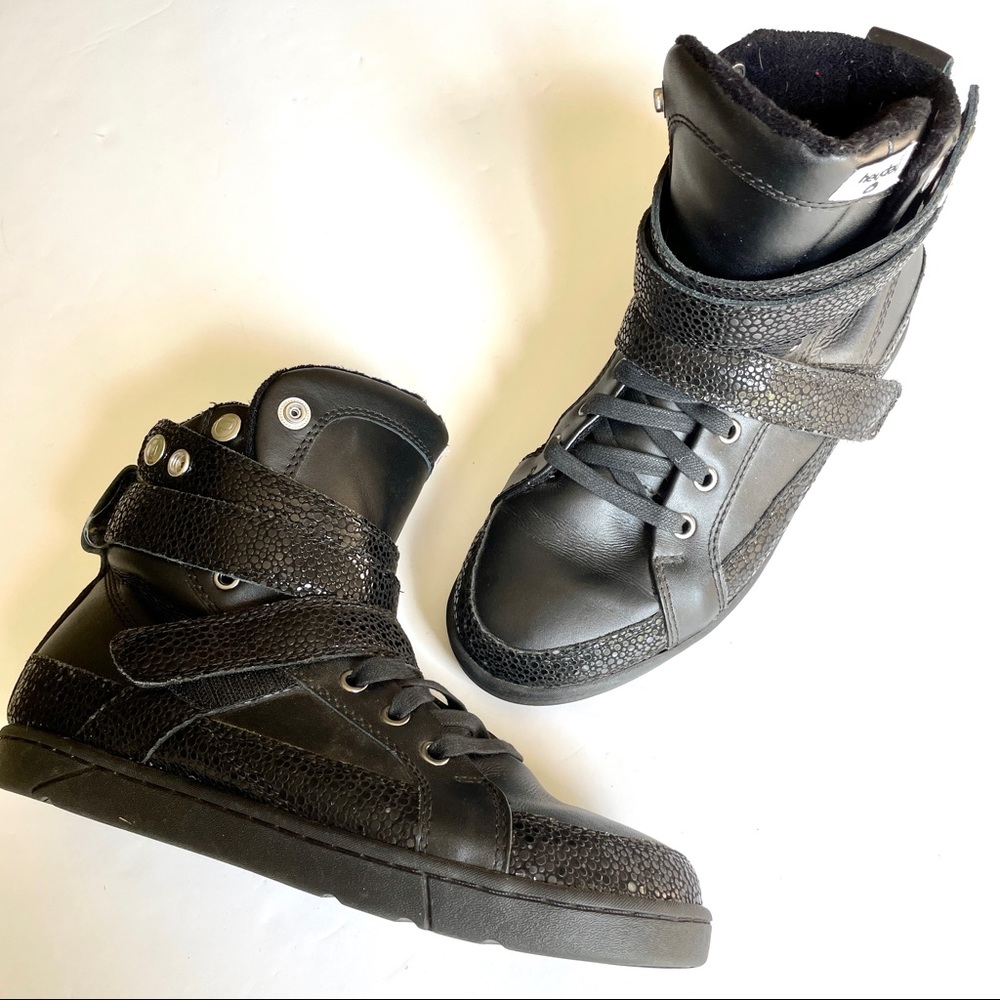 Heydey Black Snakeskin Hightop Sneakers
